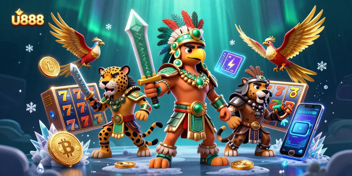 Engage in thrilling gameplay at u888 with stunning visuals of Aztec warriors and slot elements.