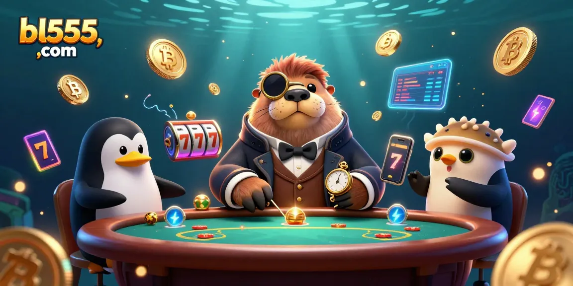 Engage in thrilling underwater poker with bl555,com featuring a walrus, penguin dealer, and a bluffing pufferfish.