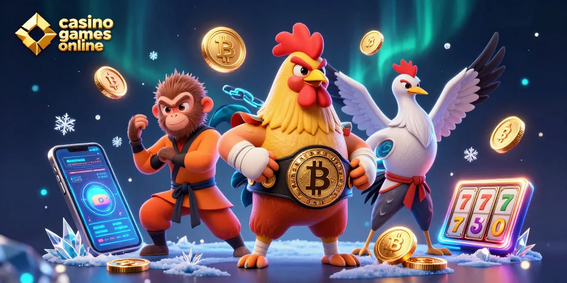 Engage with exciting casino games online featuring vibrant characters such as a Muay Thai rooster and Shaolin monkey.