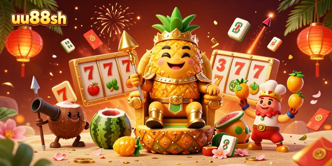 Experience the excitement of uu88sh with vibrant characters and thrilling casino elements in an engaging 3D illustration.