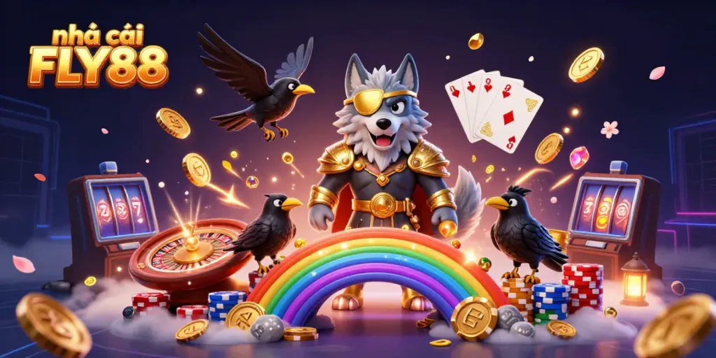Experience the vibrant world of nhà cái FLY88 with iconic gaming elements and fantastic visuals.