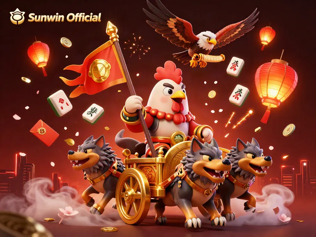 Engage with the dynamic Sunwin Official gambling experience through a vibrant 3D illustration.
