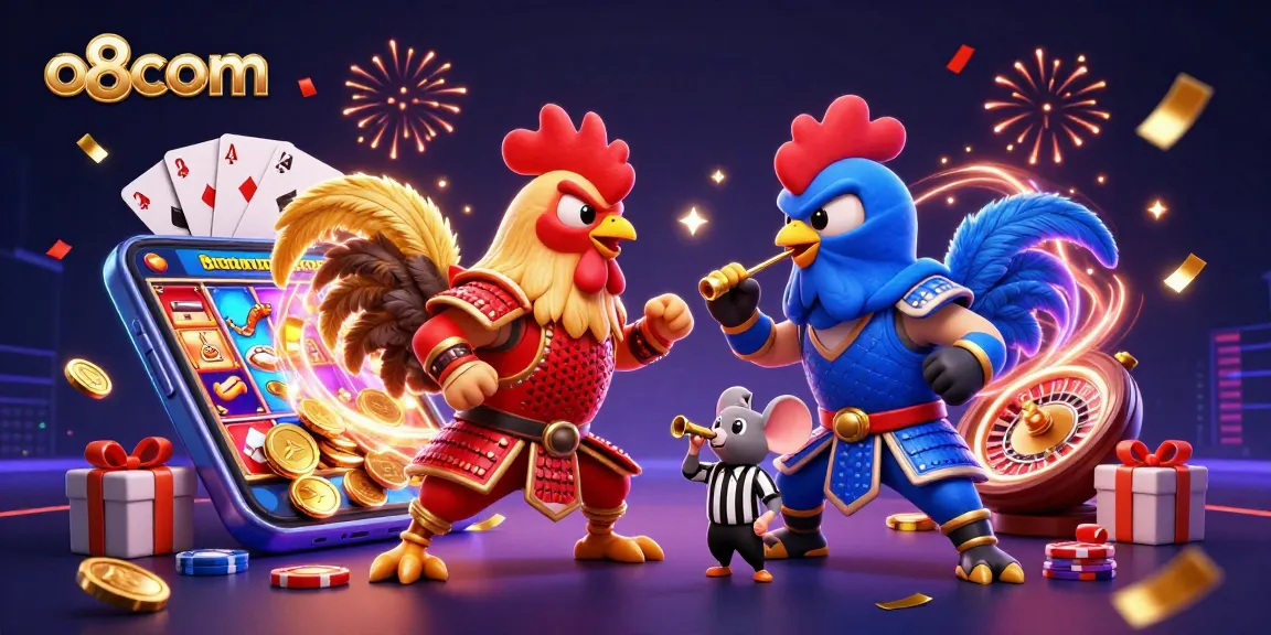 Experience intense action in a colorful gambling showdown featuring unique characters and casino elements, showcasing o8com gaming.