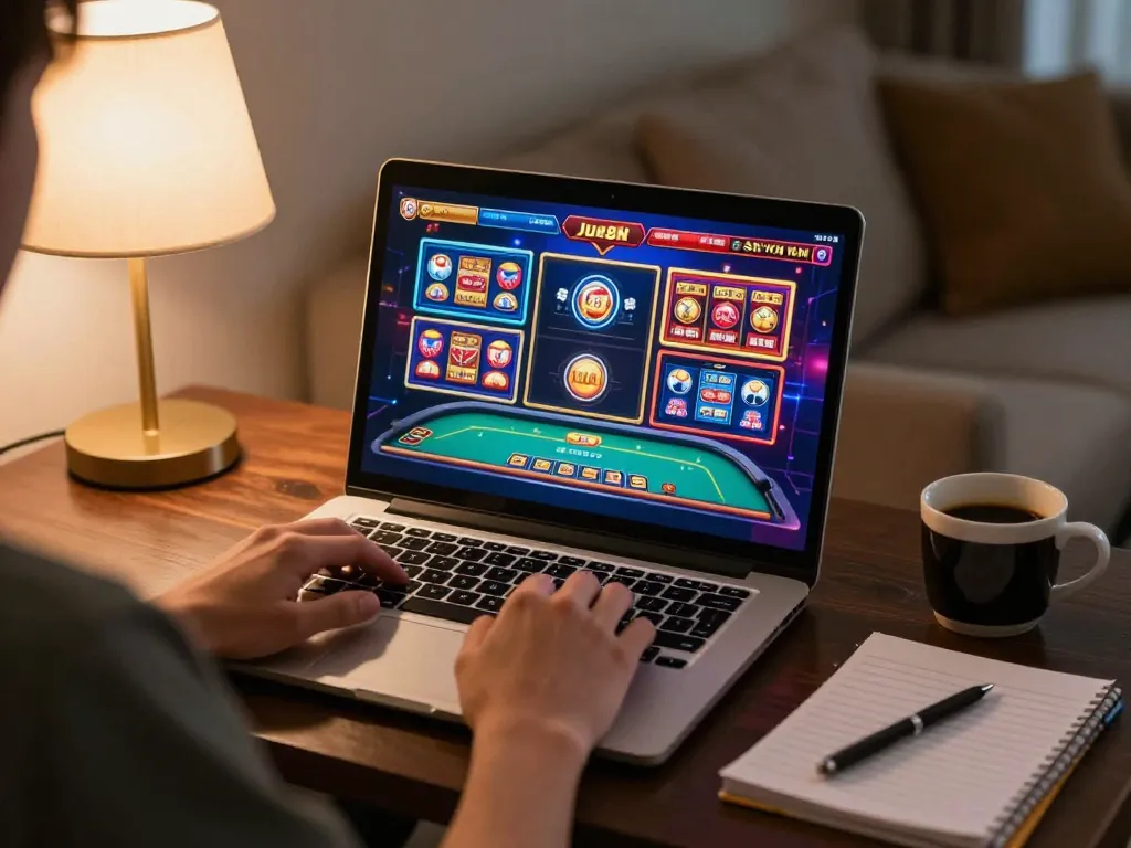 Engaging online gameplay with Jun88 VN in a cozy home setting.