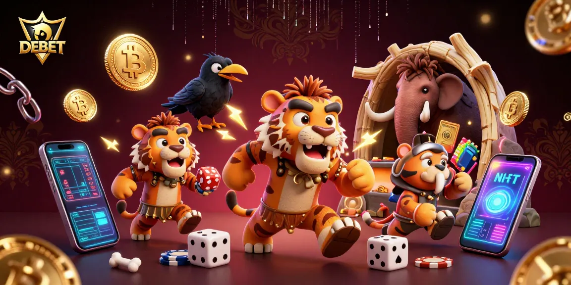 DEBET offers immersive gaming experiences in a vibrant prehistoric casino environment.
