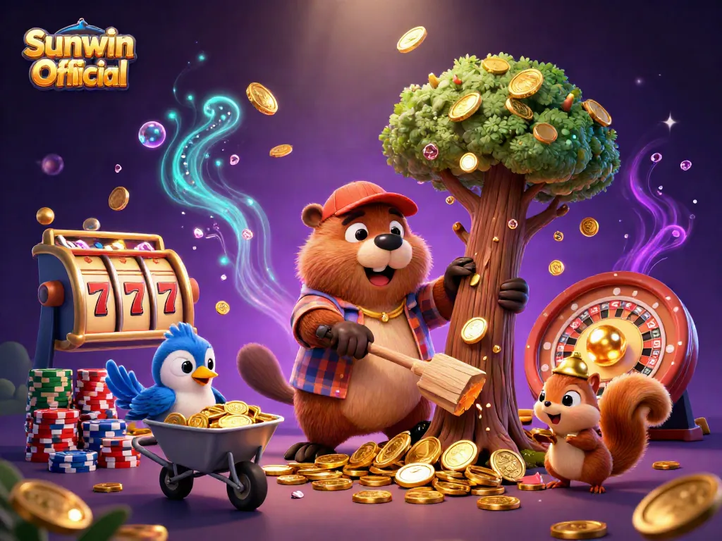 Engage with the thrilling experience at Sunwin Official, featuring dynamic casino elements and vibrant characters.