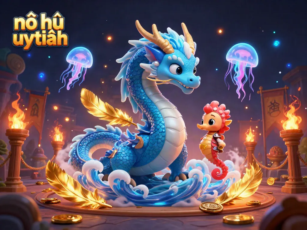 Experience the thrill of nổ hũ uy tín with glowing dragons and vibrant gaming elements.
