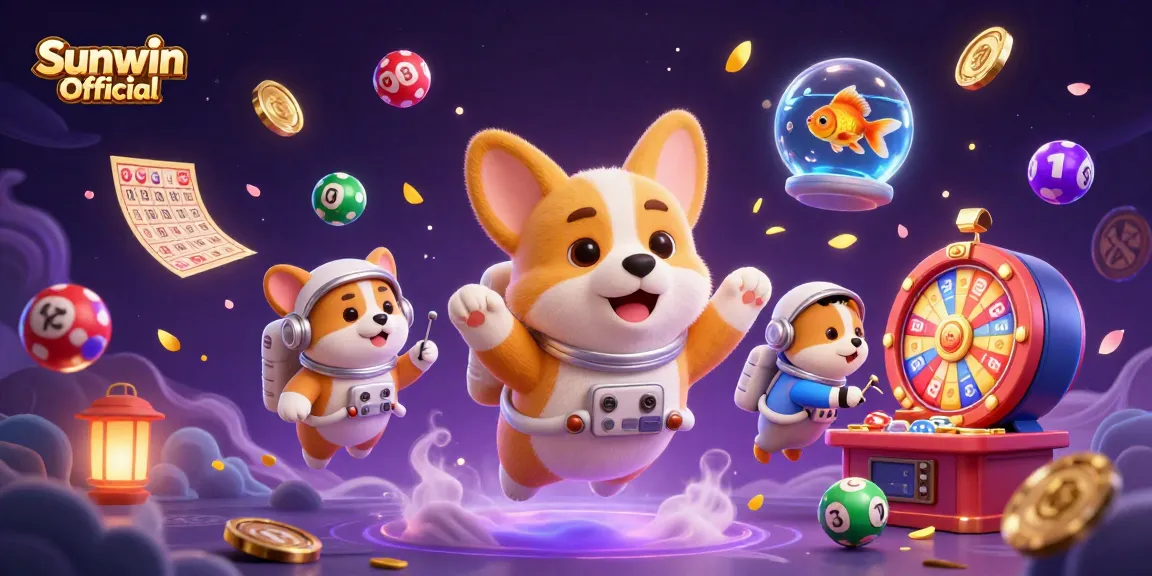 Watch the astronaut corgi celebrate big wins in the exciting Sunwin Official casino scene.