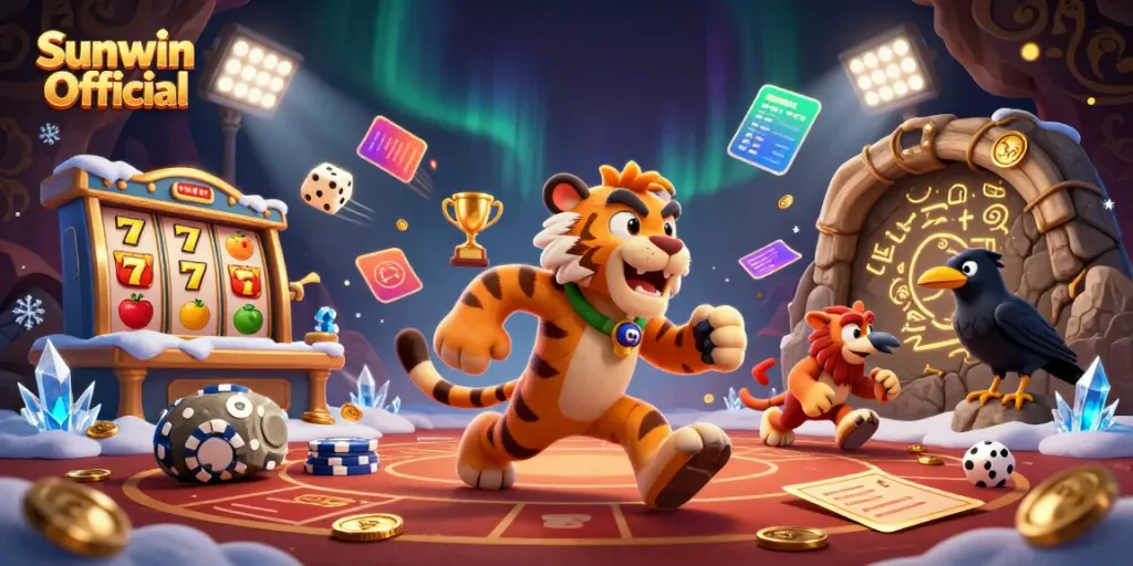 Experience thrilling gameplay at Sunwin Official with vibrant 3D casino illustrations showcasing dynamic slot action