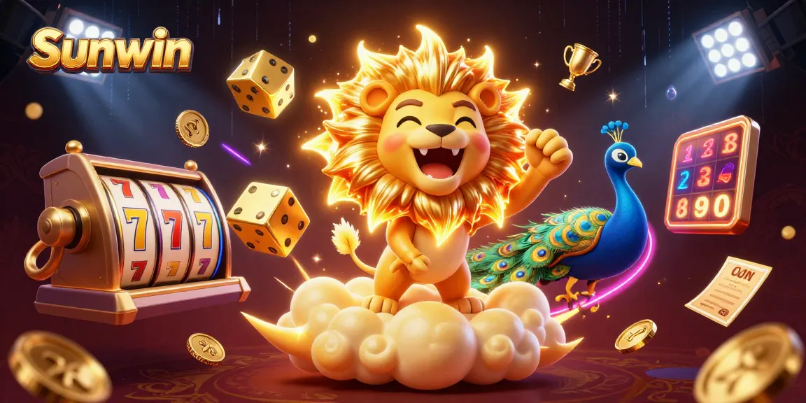 Sunwin offers an exhilarating gaming experience featuring a vibrant sun lion amidst dynamic casino elements.
