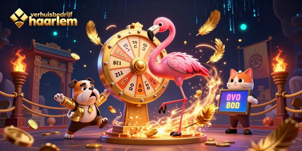 Verhuisbedrijf Haarlem, prijzen draaien op de grote prijswiel met gouden munten en gamingsymbolen.