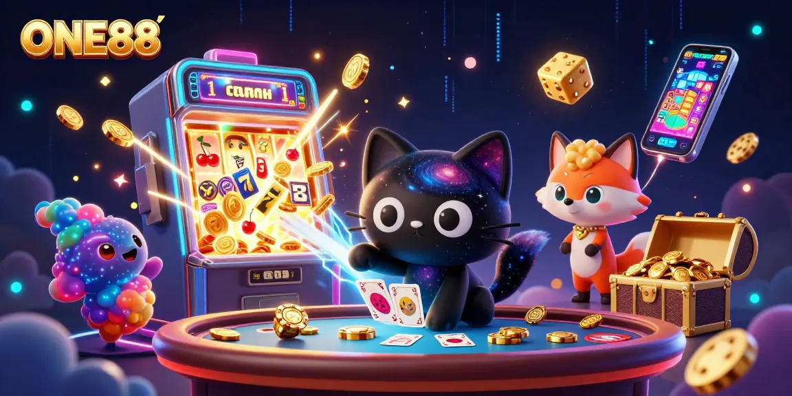 Engage in thrilling casino games at ONE88 with a captivating cosmic scene featuring vibrant elements.