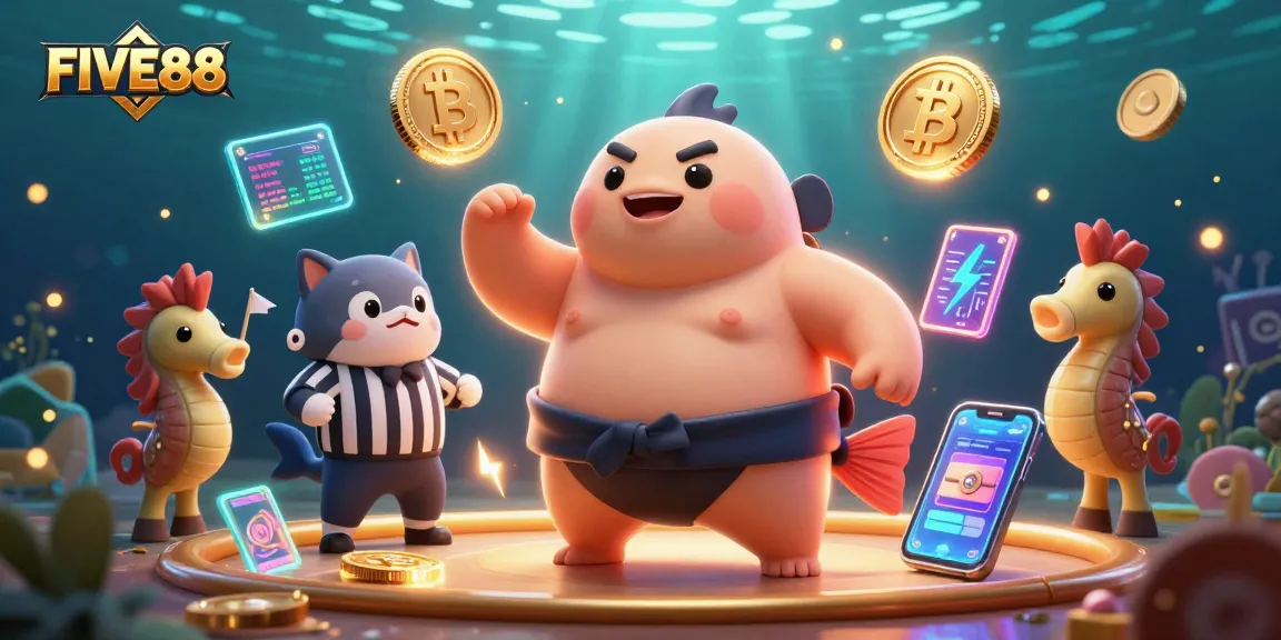 Engage with the rich and colorful FIVE88 casino world, where vibrant characters and cryptocurrency elements come to life.
