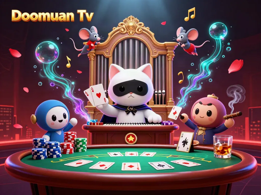 Experience thrilling gameplay with Doomuan Tv featuring vibrant 3D characters and casino elements.