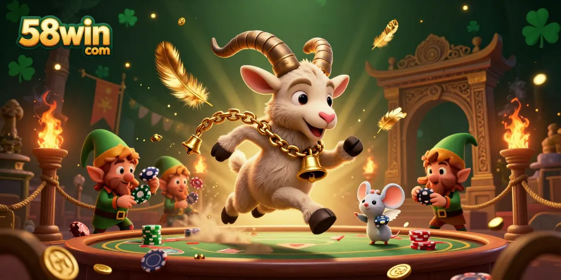 Experience thrilling games at 58win com in this vibrant casino illustration depicting lively characters.
