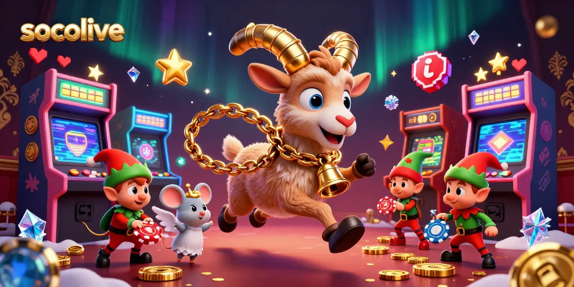 Socolive's engaging holiday-horror casino scene showcases Krampus and mischievous characters among dynamic game elements.