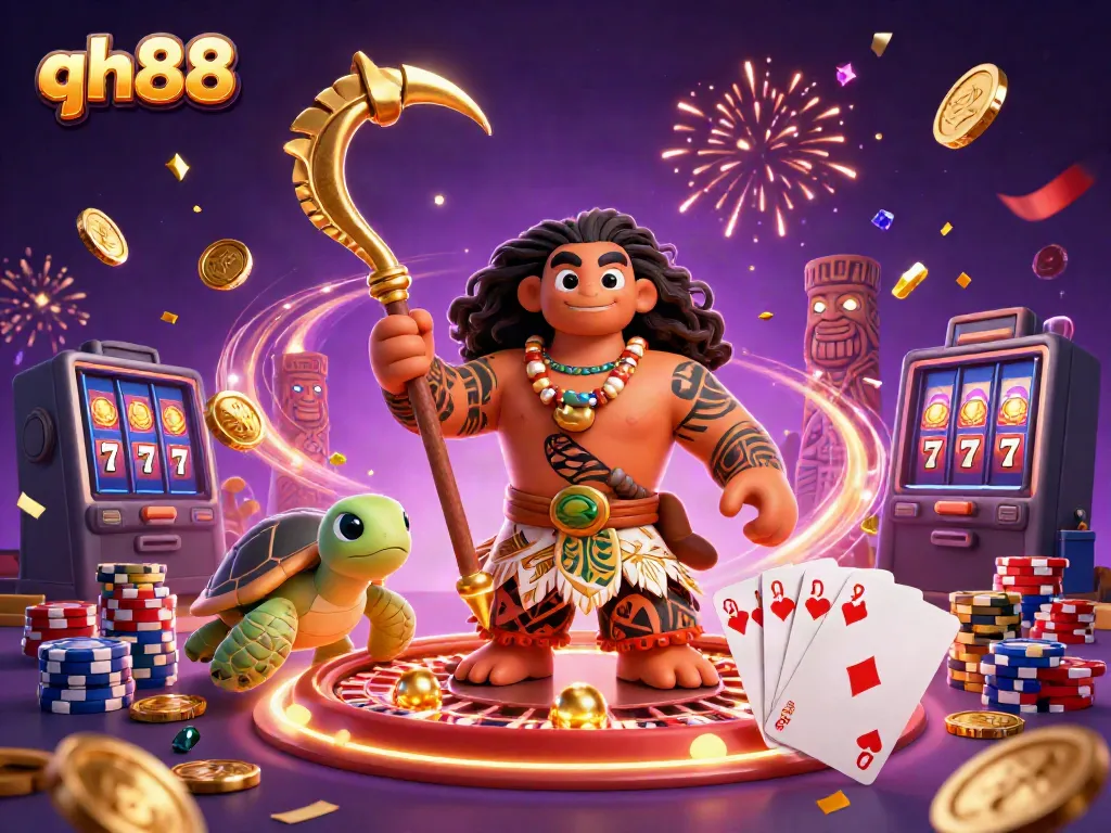 Experience the vibrant action of QH88 with racing symbols and festive elements for an engaging gambling atmosphere.