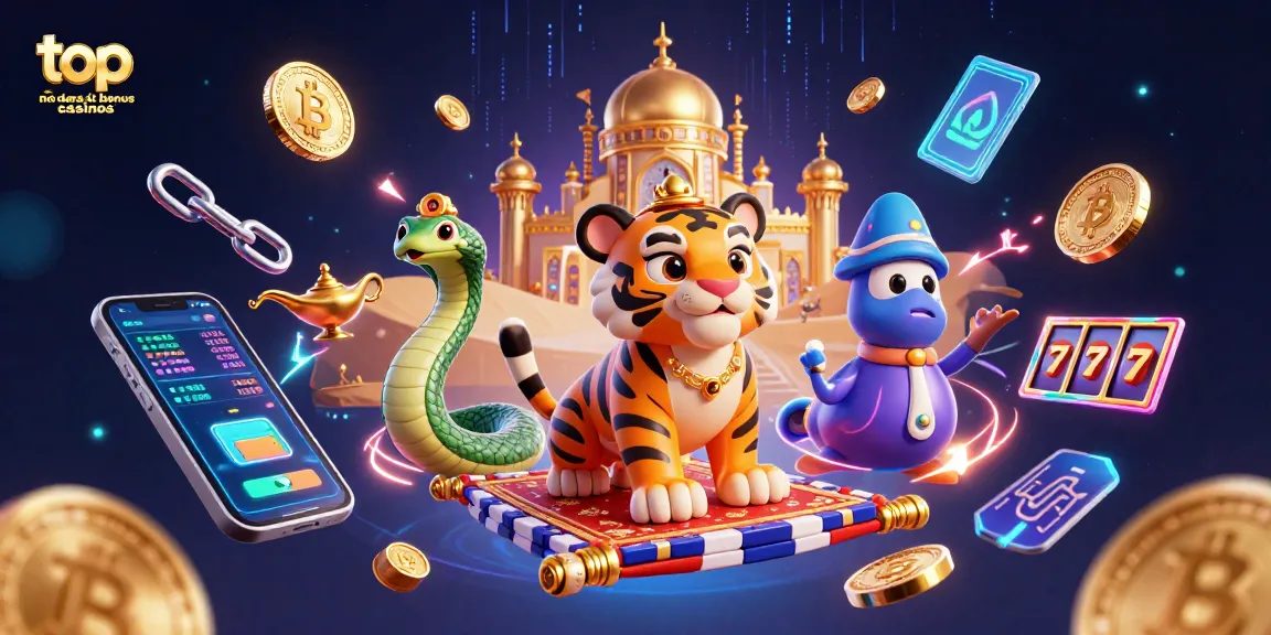 Engage with top no deposit bonus casinos featuring vibrant Arabian theme and animated gaming elements.