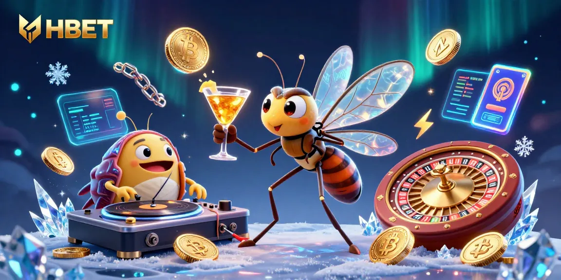 Join HBET's thrilling casino games with a vibrant 3D illustration of unique characters on a dynamic scene