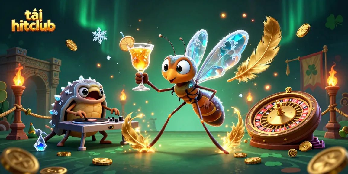 Engage in winnings with tải hitclub playing casino games in a vibrant illustrated 3D scene.